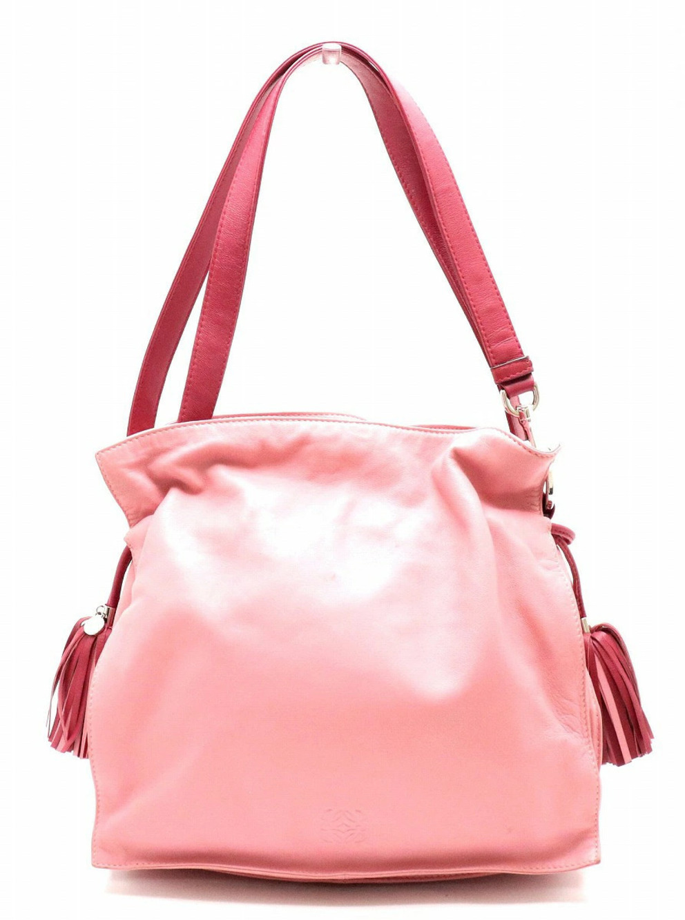 Loewe Flamenco Crossbody Bag Fringe Bi Nappa Leather Pink Burgundy Red